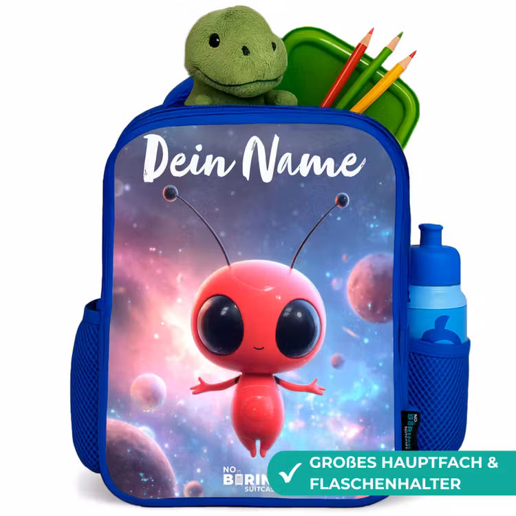 Kinderrucksack - Blau - Rotes Raumwesen im kosmischen Tanz — 3