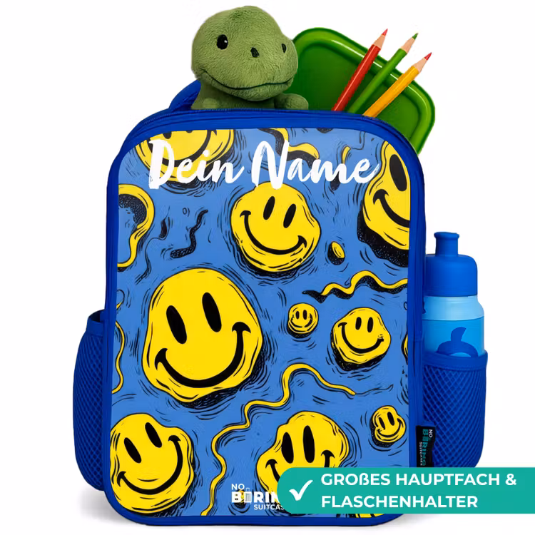 Kinderrucksack - Blau - Smiley - Blau - Gelb — 3