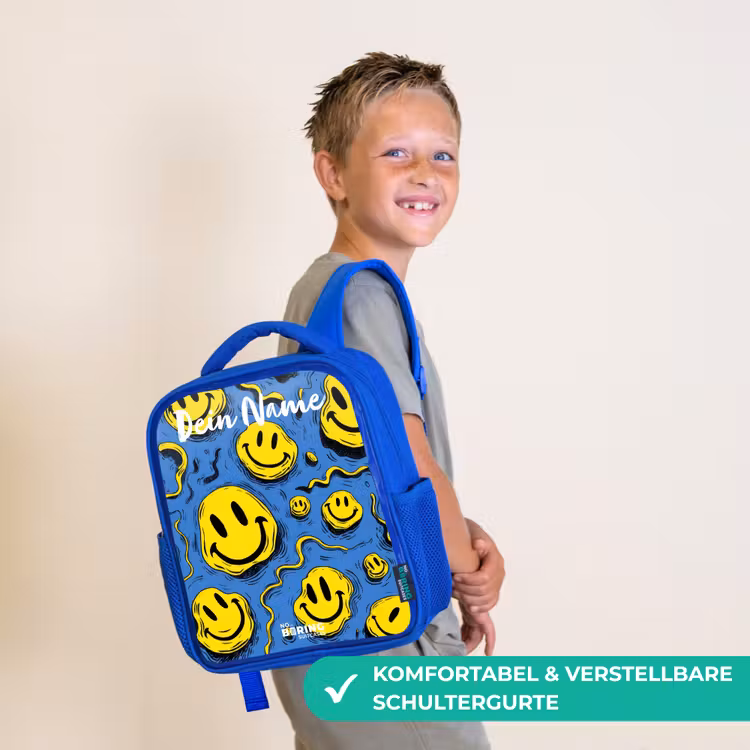 Kinderrucksack - Blau - Smiley - Blau - Gelb — 5