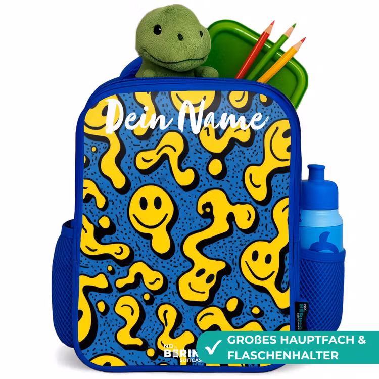 Kinderrucksack - Blau - Smiley - Gelb - Blau — 3