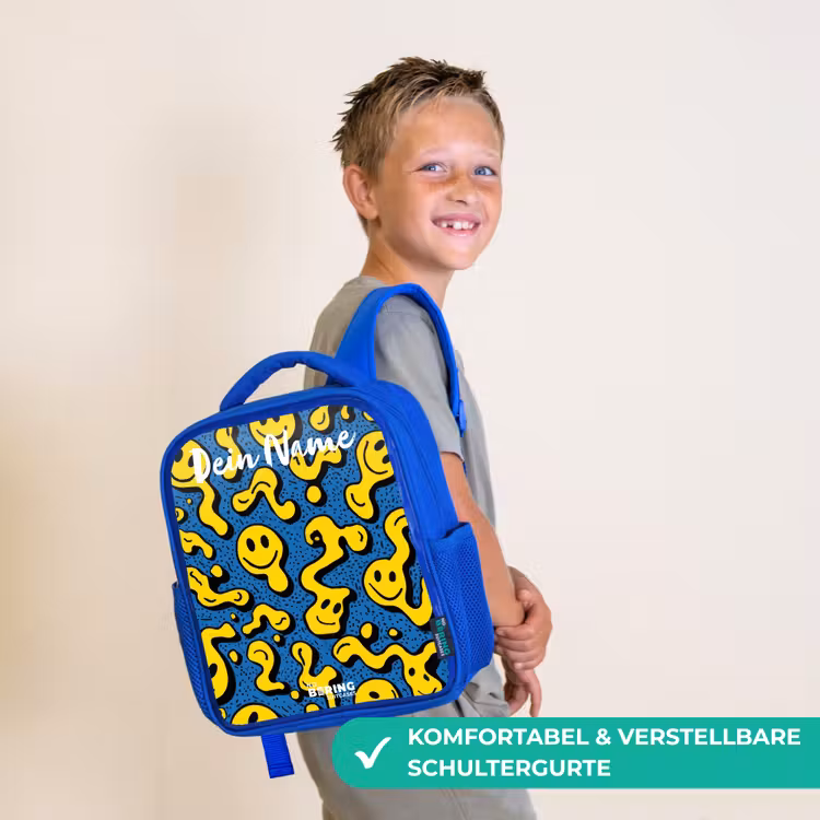 Kinderrucksack - Blau - Smiley - Gelb - Blau — 5