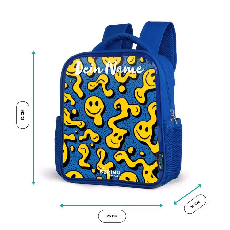 Kinderrucksack - Blau - Smiley - Gelb - Blau — 6