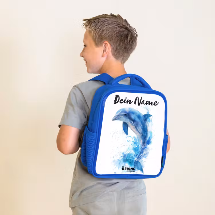 Kinderrucksack - Blau - Springender blauer Delfin — 2