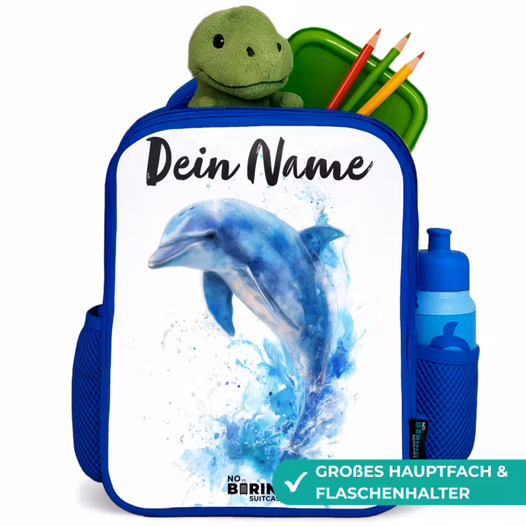Kinderrucksack - Blau - Springender blauer Delfin — 3