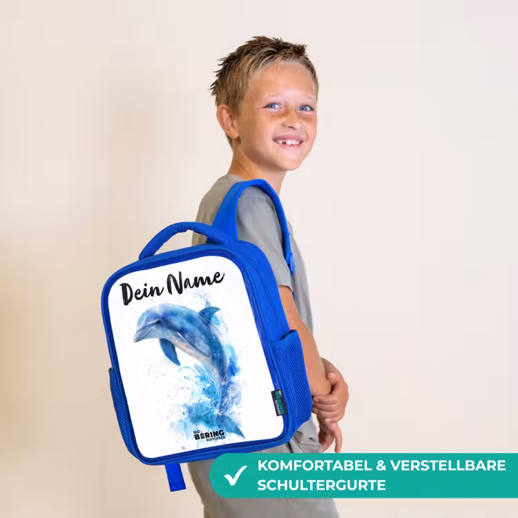 Kinderrucksack - Blau - Springender blauer Delfin — 5