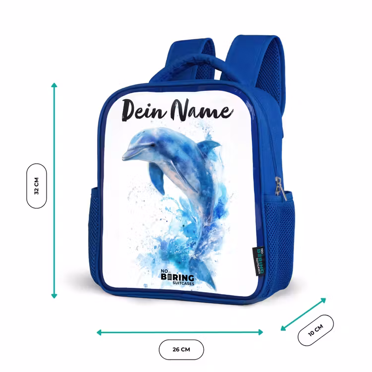 Kinderrucksack - Blau - Springender blauer Delfin — 6