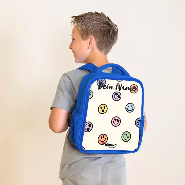Kinderrucksack - Blau - Verspielter Smiley-Mix — 2
