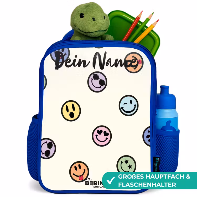 Kinderrucksack - Blau - Verspielter Smiley-Mix — 3