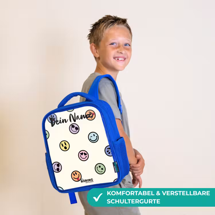 Kinderrucksack - Blau - Verspielter Smiley-Mix — 5