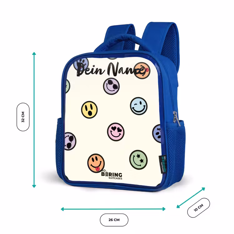 Kinderrucksack - Blau - Verspielter Smiley-Mix — 6
