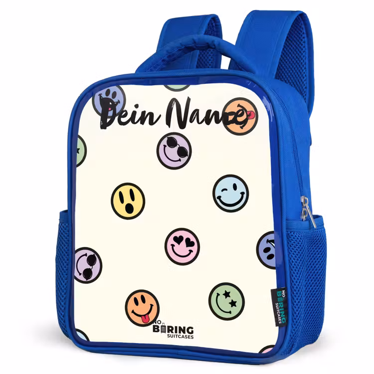 Kinderrucksack - Blau - Verspielter Smiley-Mix — 7
