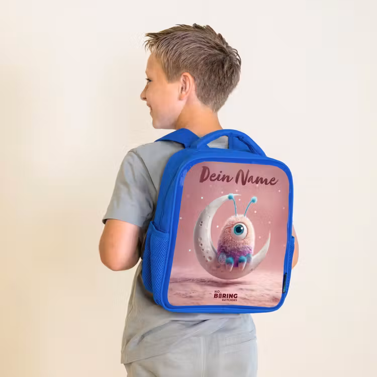 Kinderrucksack - Blau - Mondwippe mit Fluffy Weasel — 2