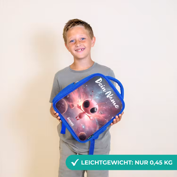 Kinderrucksack - Blau - Rosa Alien im Sternennebel — 4
