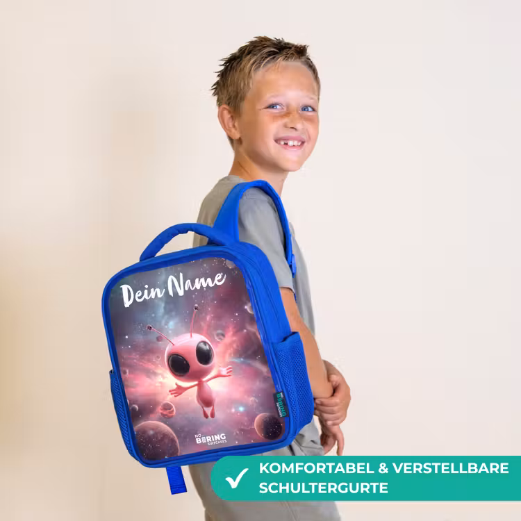 Kinderrucksack - Blau - Rosa Alien im Sternennebel — 5