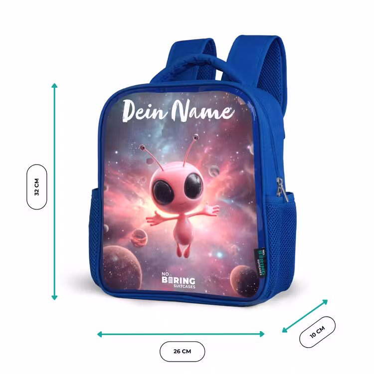 Kinderrucksack - Blau - Rosa Alien im Sternennebel — 6