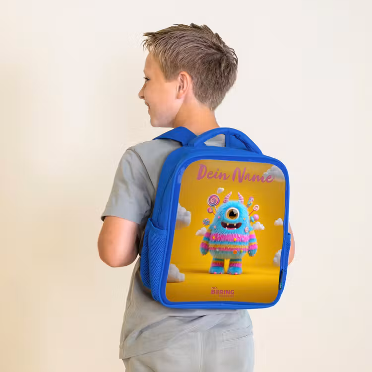 Kinderrucksack - Blau - Süßigkeiten - Monster - Regenbogen — 2
