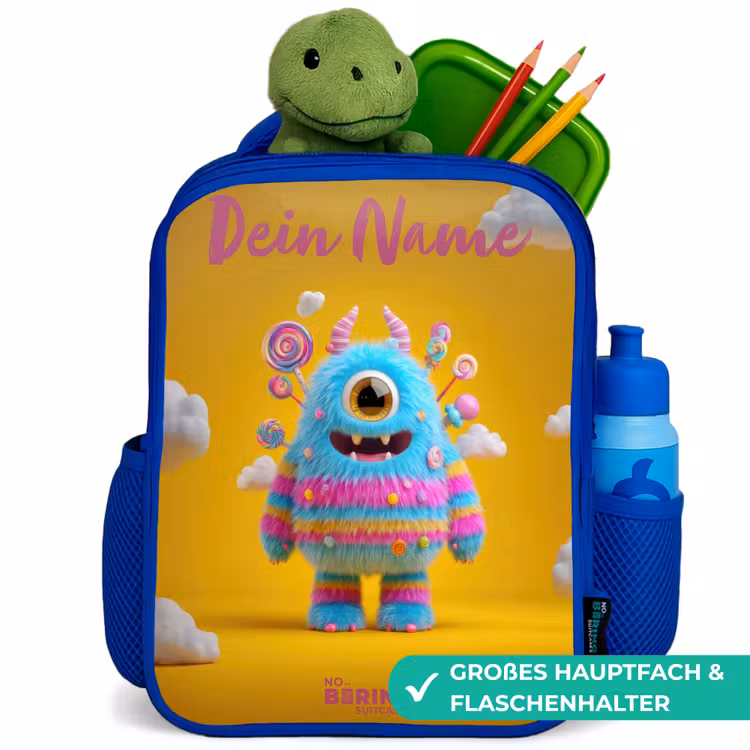 Kinderrucksack - Blau - Süßigkeiten - Monster - Regenbogen — 3
