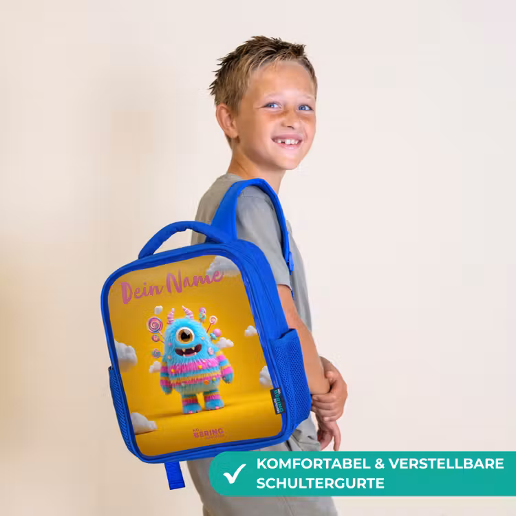 Kinderrucksack - Blau - Süßigkeiten - Monster - Regenbogen — 5
