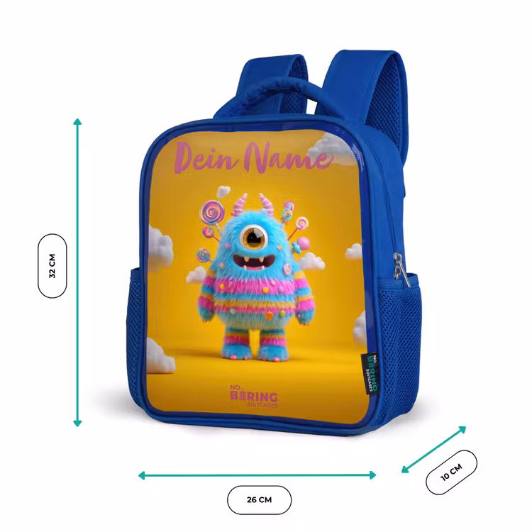 Kinderrucksack - Blau - Süßigkeiten - Monster - Regenbogen — 6