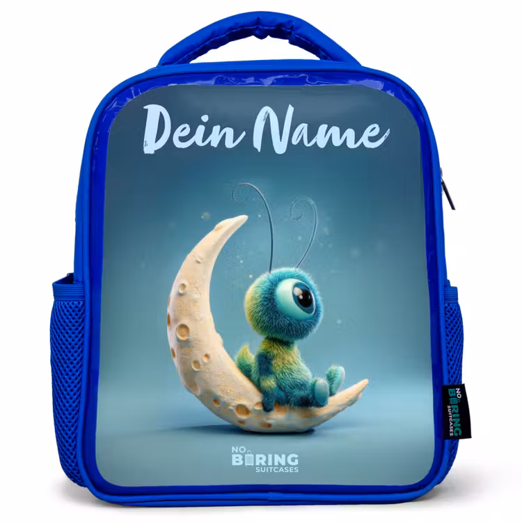 Kinderrucksack - Blau - Verträumte Kreatur auf dem Mond — 1