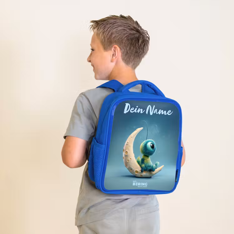 Kinderrucksack - Blau - Verträumte Kreatur auf dem Mond — 2
