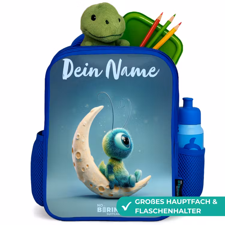 Kinderrucksack - Blau - Verträumte Kreatur auf dem Mond — 3