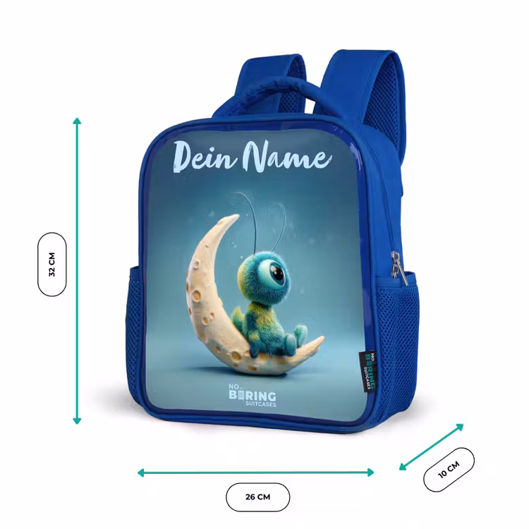 Kinderrucksack - Blau - Verträumte Kreatur auf dem Mond — 6