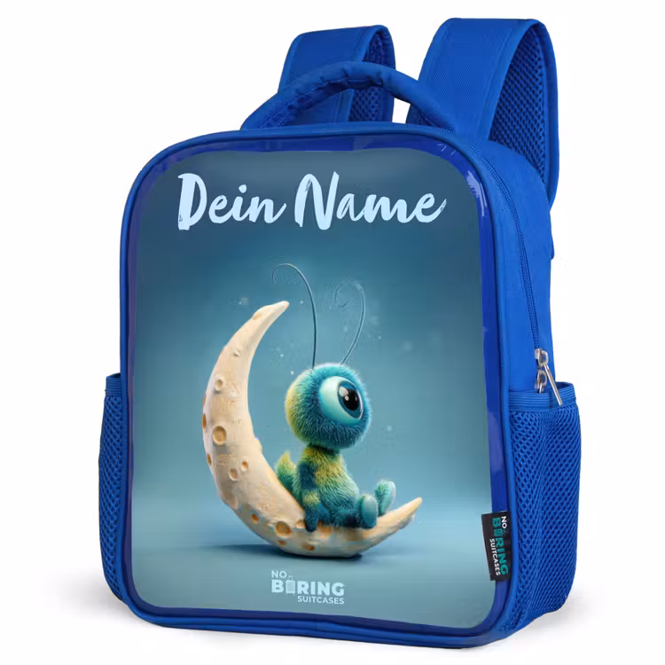 Kinderrucksack - Blau - Verträumte Kreatur auf dem Mond — 7