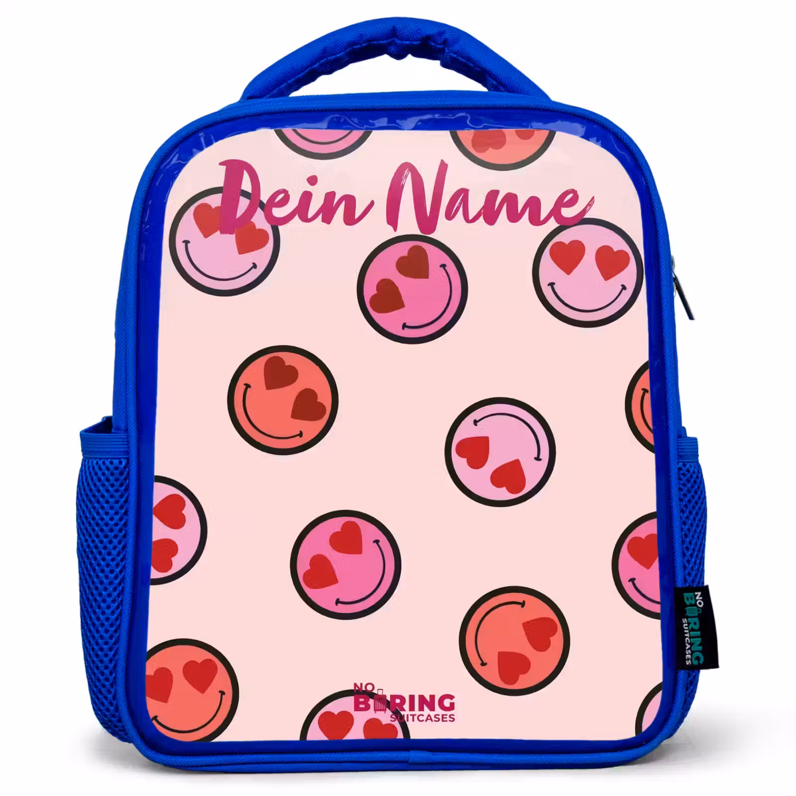 Kinderrucksack - Blau - Herz - Smiley - Muster — 1