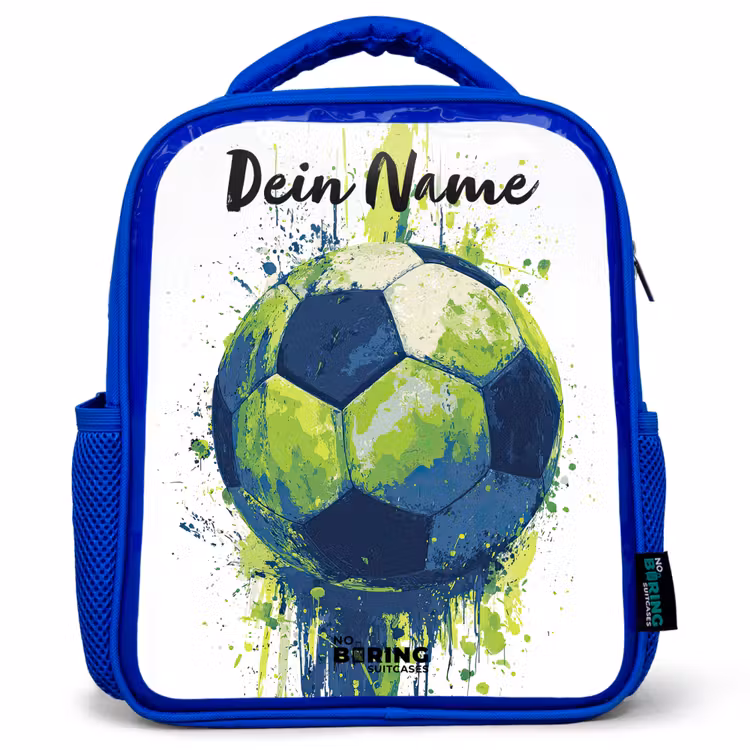 Kinderrucksack mit Namen - Blau - Football vibes - Farbe - Grün - Blau — 1