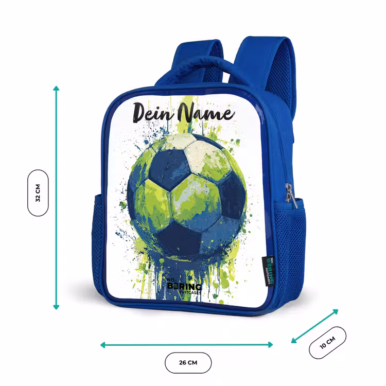 Kinderrucksack mit Namen - Blau - Football vibes - Farbe - Grün - Blau — 6