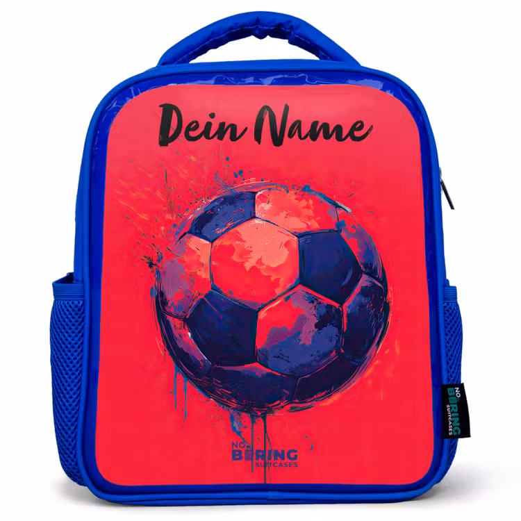 Kinderrucksack mit Namen - Blau - Fußball-Vibes - Farbe - Blau - Rot — 1