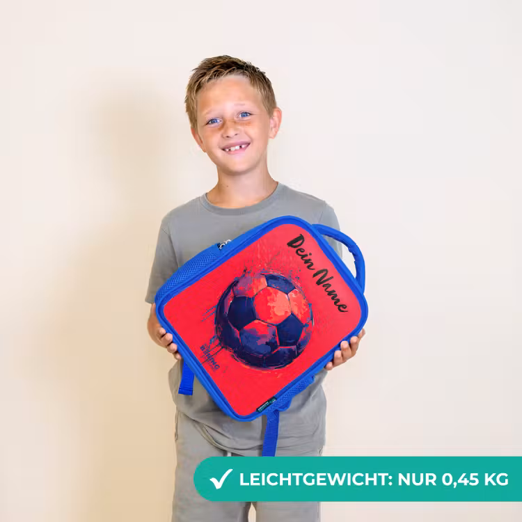 Kinderrucksack mit Namen - Blau - Fußball-Vibes - Farbe - Blau - Rot — 4