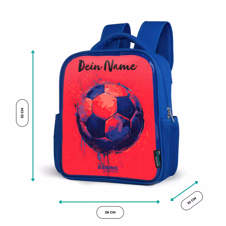 Kinderrucksack mit Namen - Blau - Fußball-Vibes - Farbe - Blau - Rot — 6