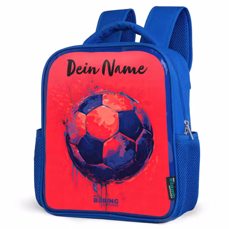Kinderrucksack mit Namen - Blau - Fußball-Vibes - Farbe - Blau - Rot — 7