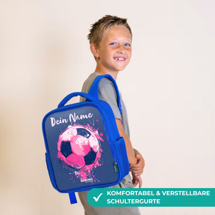 Kinderrucksack mit Namen - Blau - Fußball Vibes - Farbe - Rosa - Blau — 5