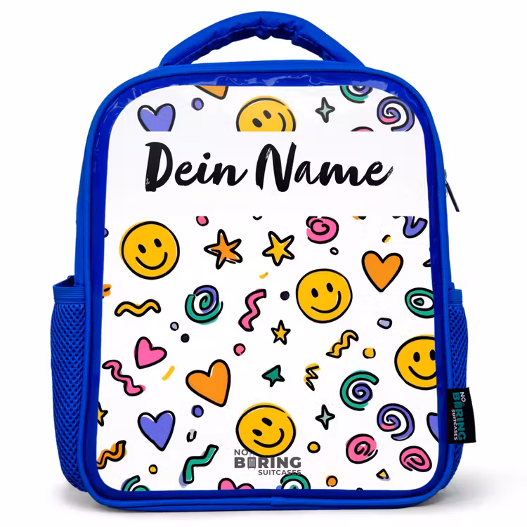 Kinderrucksack - Blau - Smiley – Herz – Stern — 1