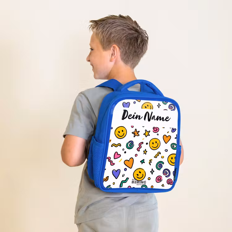 Kinderrucksack - Blau - Smiley – Herz – Stern — 2