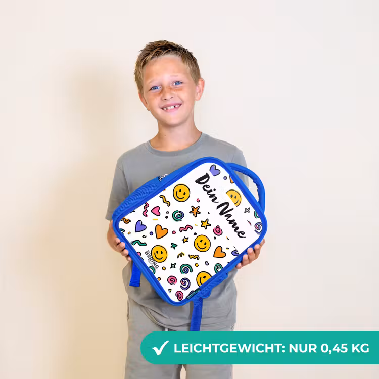 Kinderrucksack - Blau - Smiley – Herz – Stern — 4