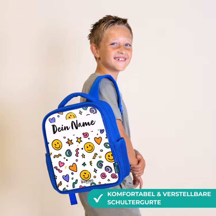 Kinderrucksack - Blau - Smiley – Herz – Stern — 5