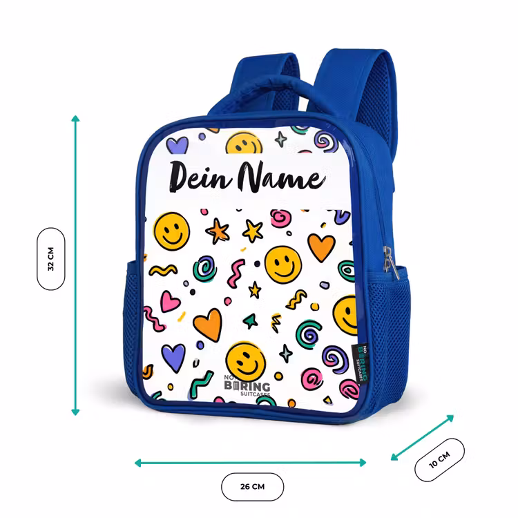 Kinderrucksack - Blau - Smiley – Herz – Stern — 6