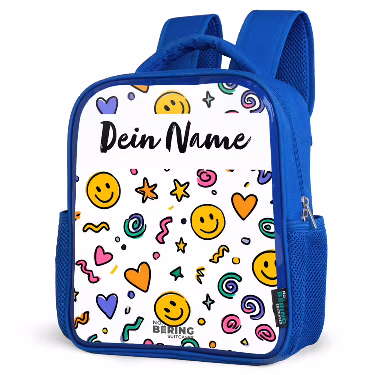 Kinderrucksack - Blau - Smiley – Herz – Stern — 7