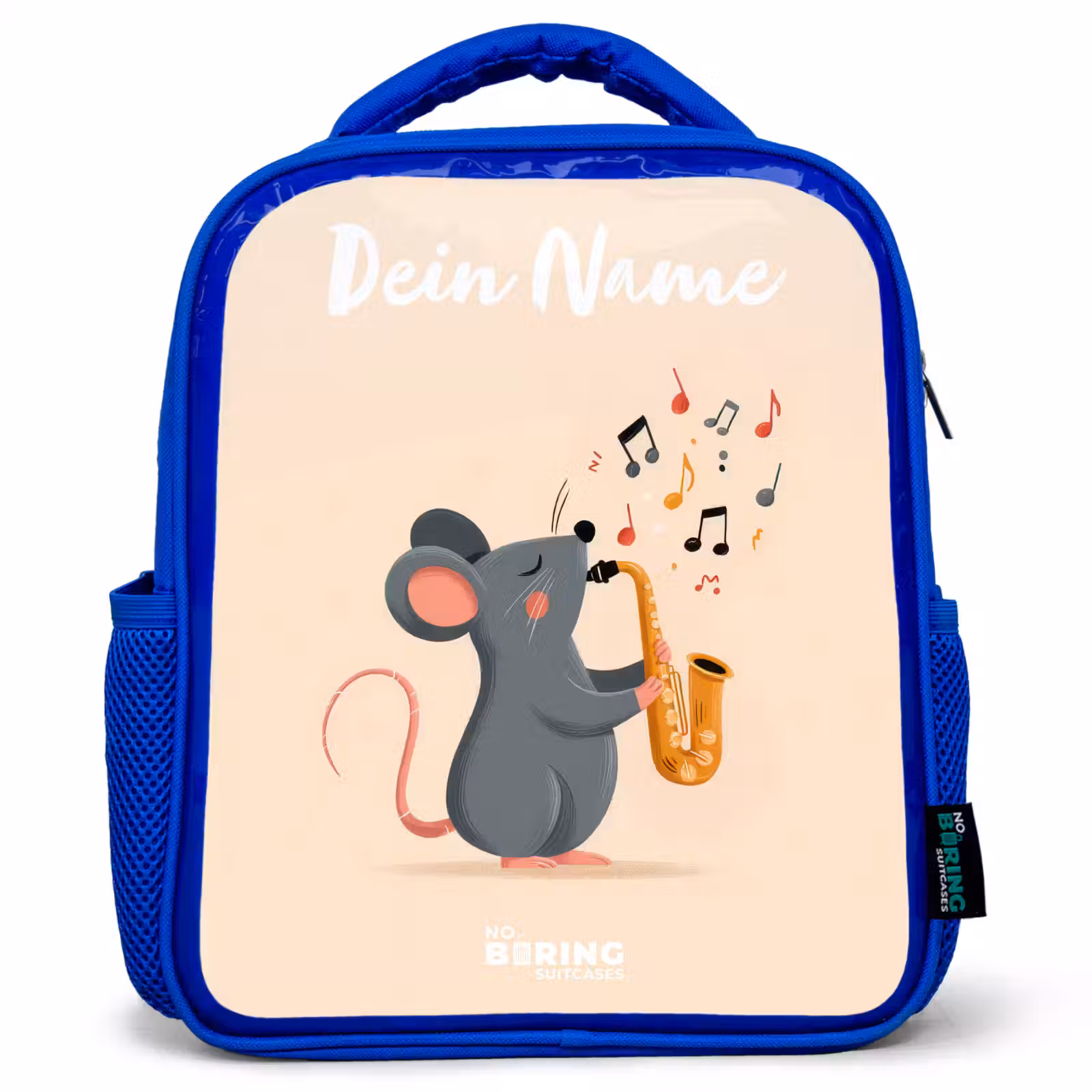 Kinderrucksack - Blau - Maus - Saxophon - Musik — 1