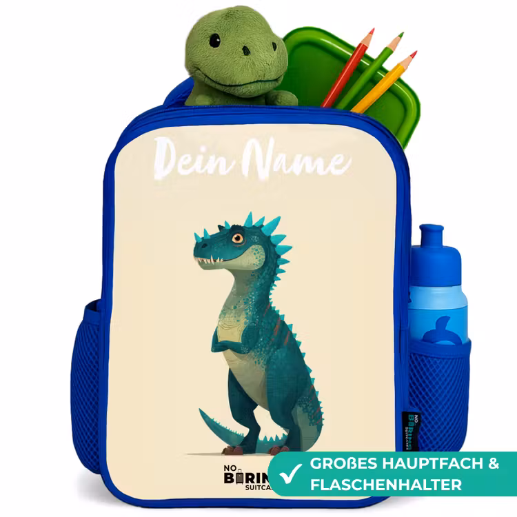Kinderrucksack - Blau - Dino - Tier - Blau - Grün — 3
