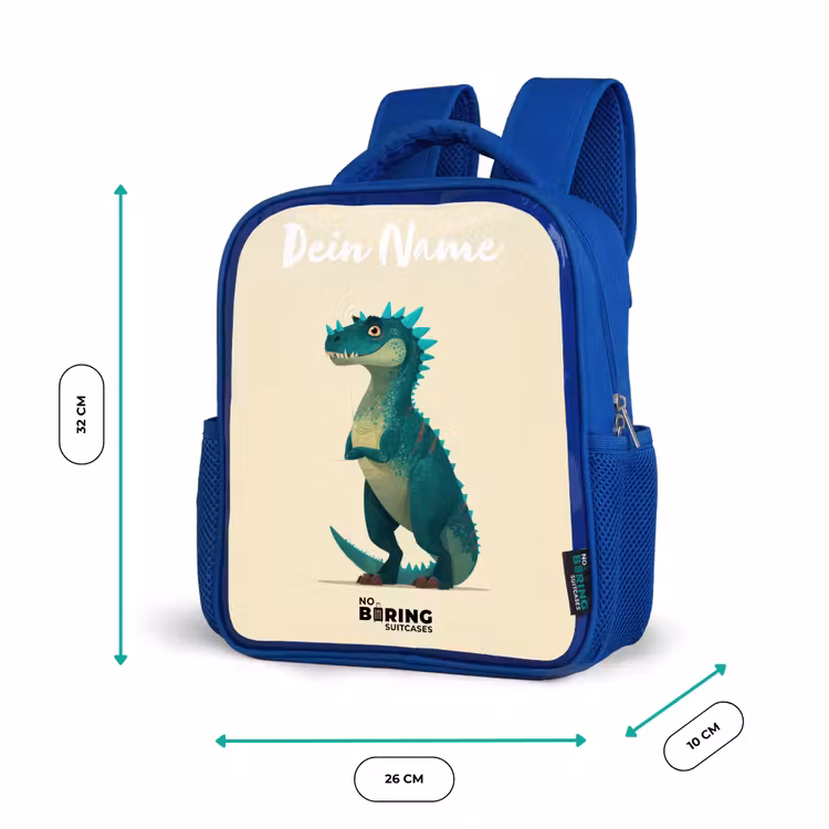 Kinderrucksack - Blau - Dino - Tier - Blau - Grün — 6