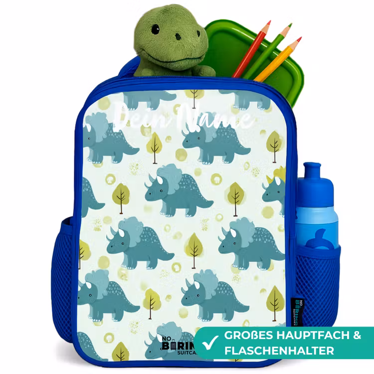 Kinderrucksack - Blau - Dinosaurier - Muster - Natur — 3