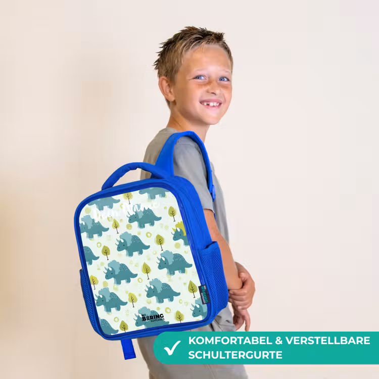 Kinderrucksack - Blau - Dinosaurier - Muster - Natur — 5