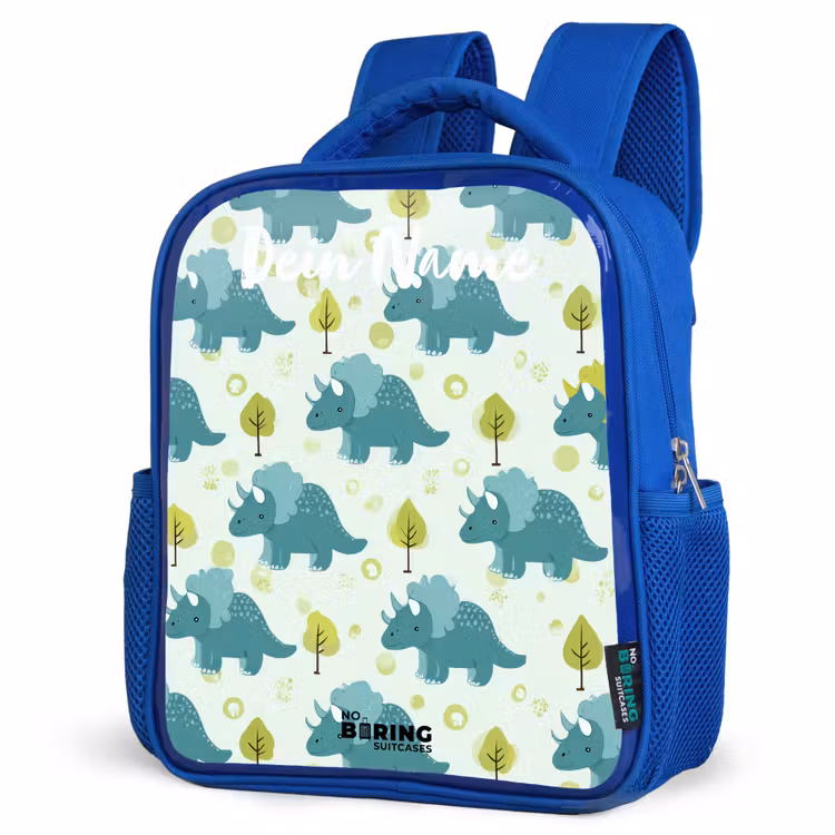 Kinderrucksack - Blau - Dinosaurier - Muster - Natur — 7