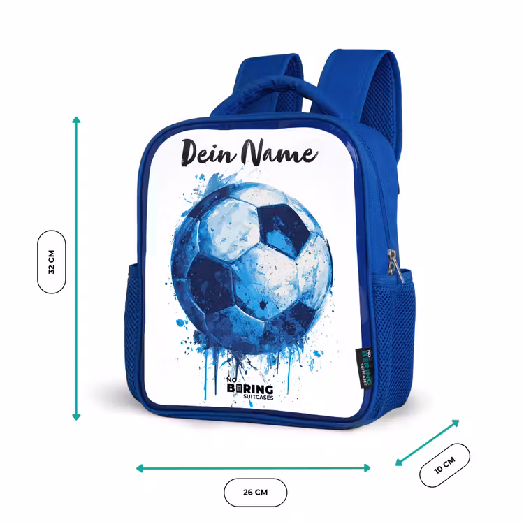 Kinderrucksack mit Namen - Blau - Fußball-Vibes - Tintenkleckse - Blau — 6