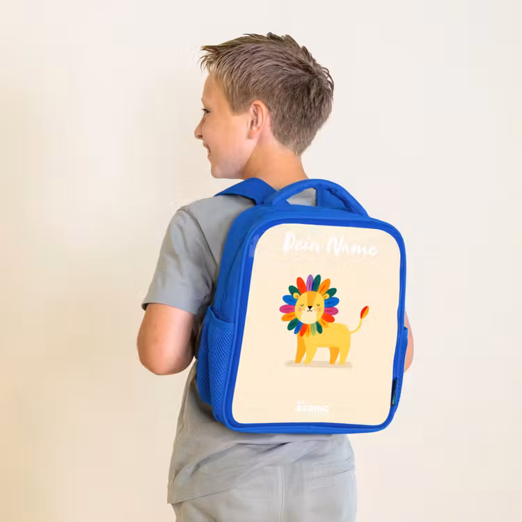 Kinderrucksack - Blau - Löwe - Mähne - Farbenfroh — 2